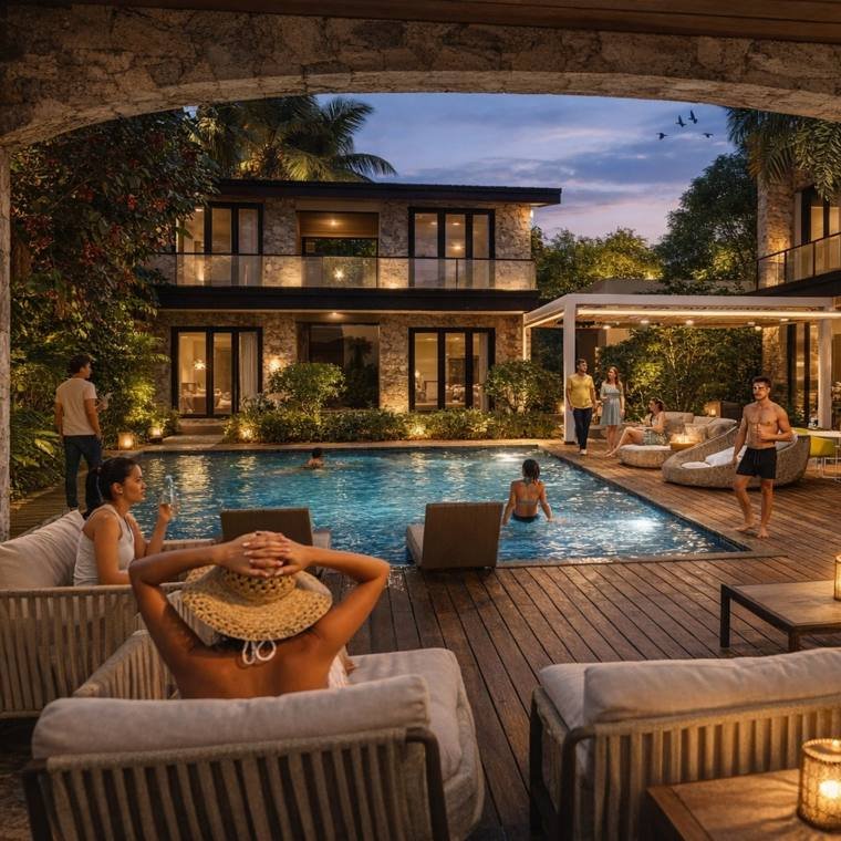 Clubhouse pool in the evening